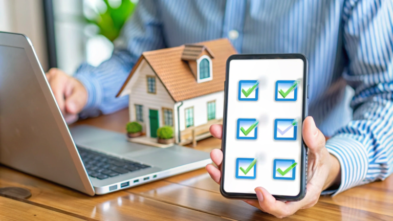 A couple reviewing mortgage pre-approval documents on a tablet in their living room, planning their home-buying journey in 2024.