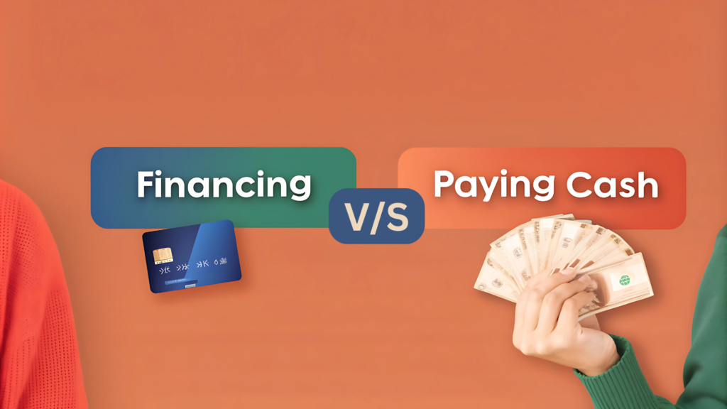 Comparison of financing vs. paying cash for land, highlighting the pros and cons of each option to help buyers make informed decisions based on financial goals